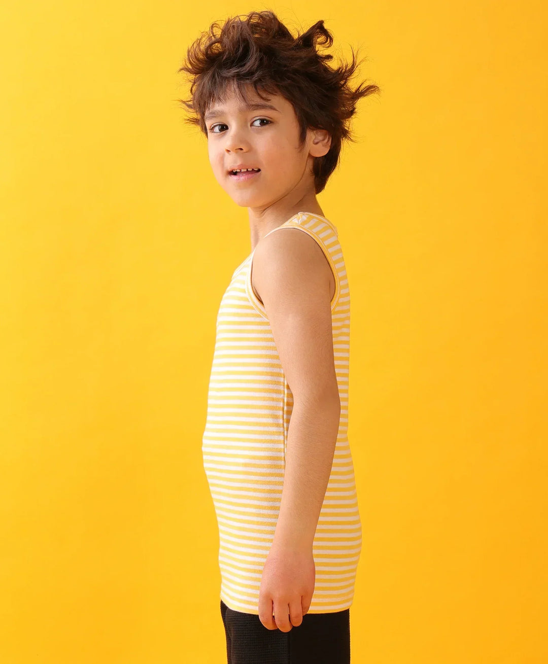 YELLOW WHITE STRIPE BOYS VEST - YELLOW (PACK OF 3) - Anthrilo 