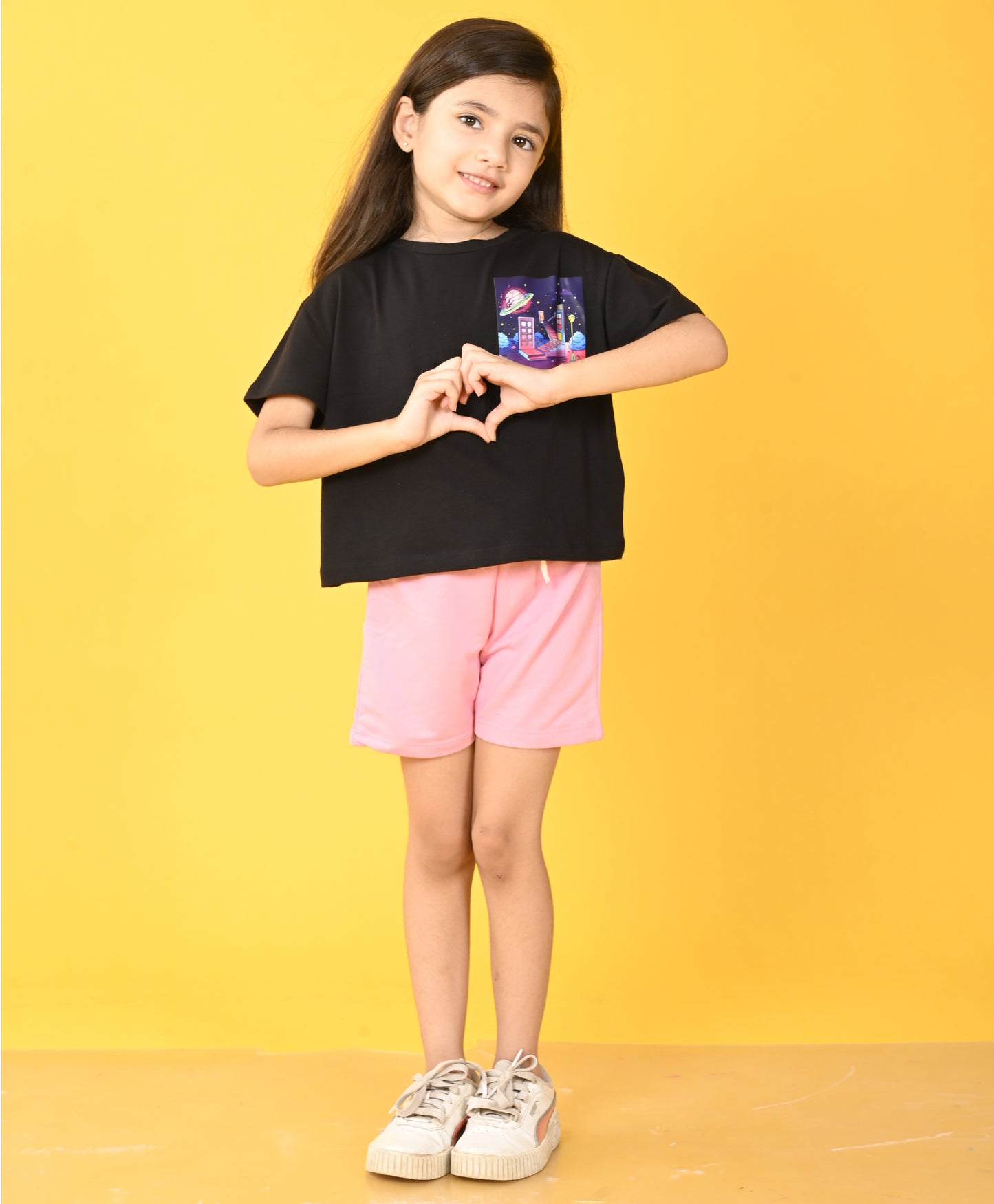 PLANET BLACK PINK SHORTS SET - BLACK/PINK