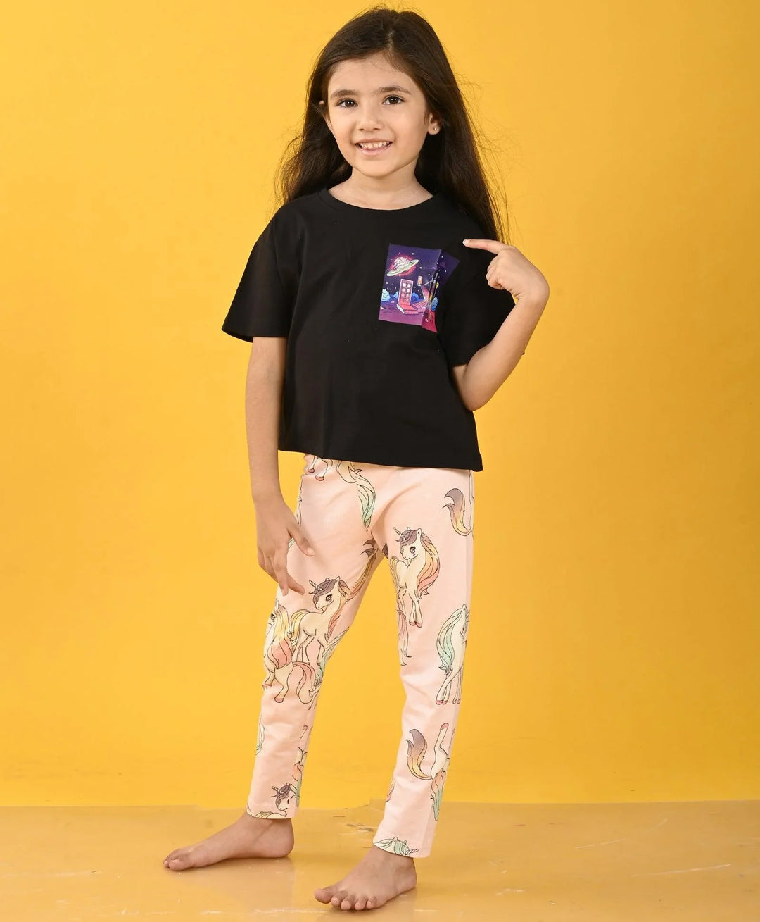 PLANET BLACK UNICORN STAR LEGGING SET - BLACK/PINK - Anthrilo 