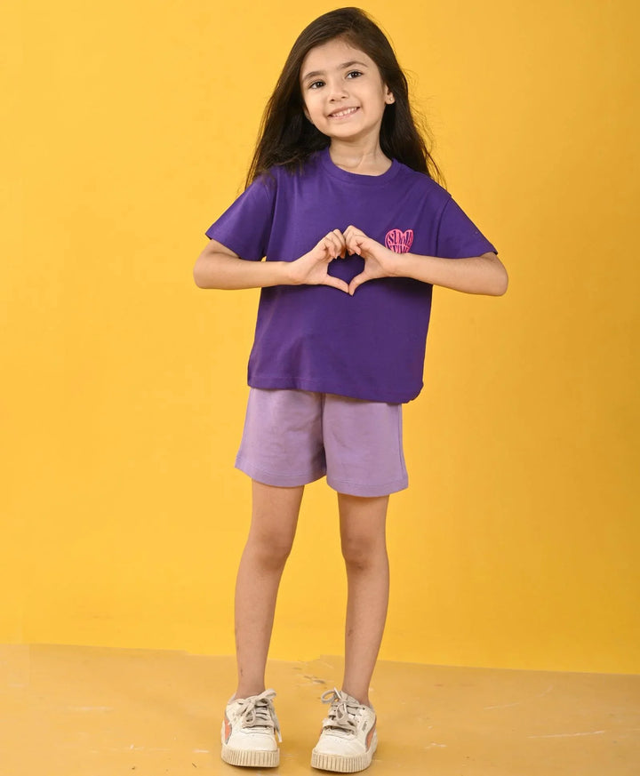 TIME PURPLE GIRLS SHORTS SET - PURPLE - Anthrilo 