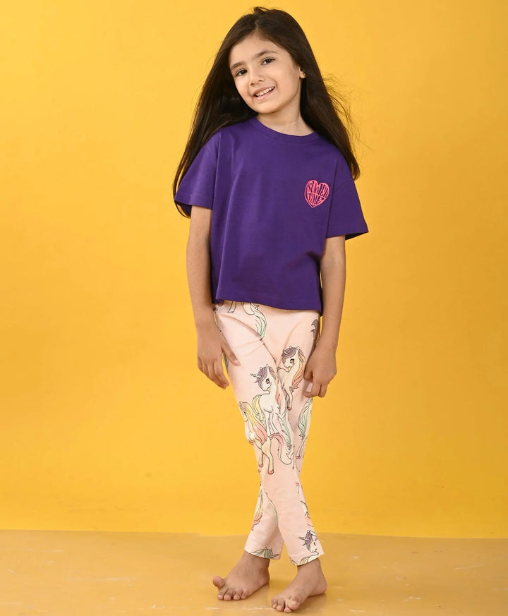 TIME PURPLE UNICORN STAR LEGGING SET - PURPLE/PINK - Anthrilo 
