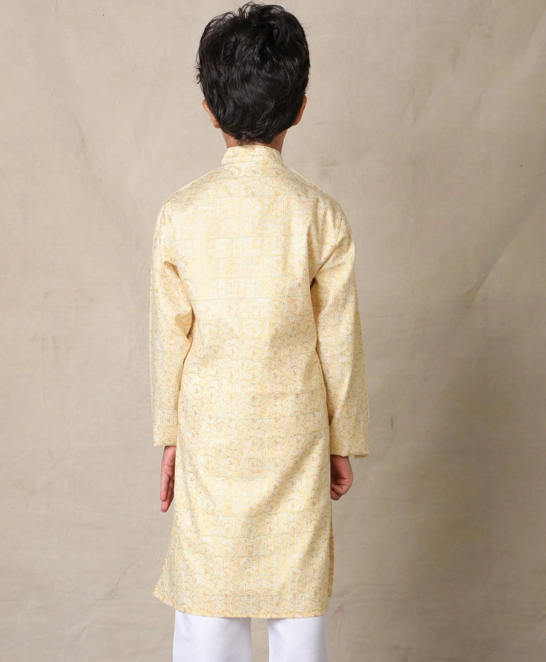 YELLOW FESTIVE PRINTED PURE COTTON KURTA - YELLOW