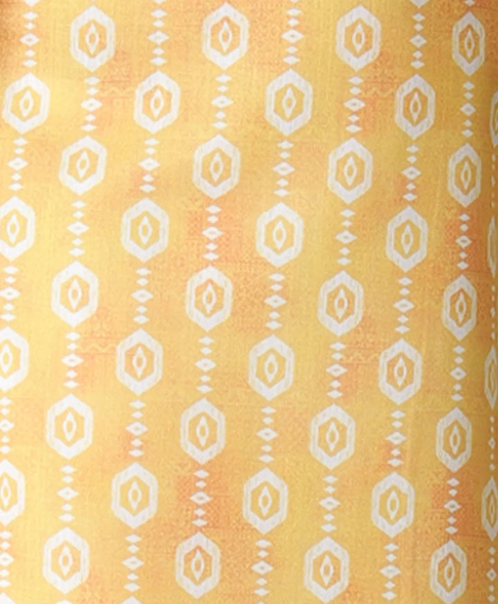 YELLOW PRINTED PURE COTTON KURTA - YELLOW