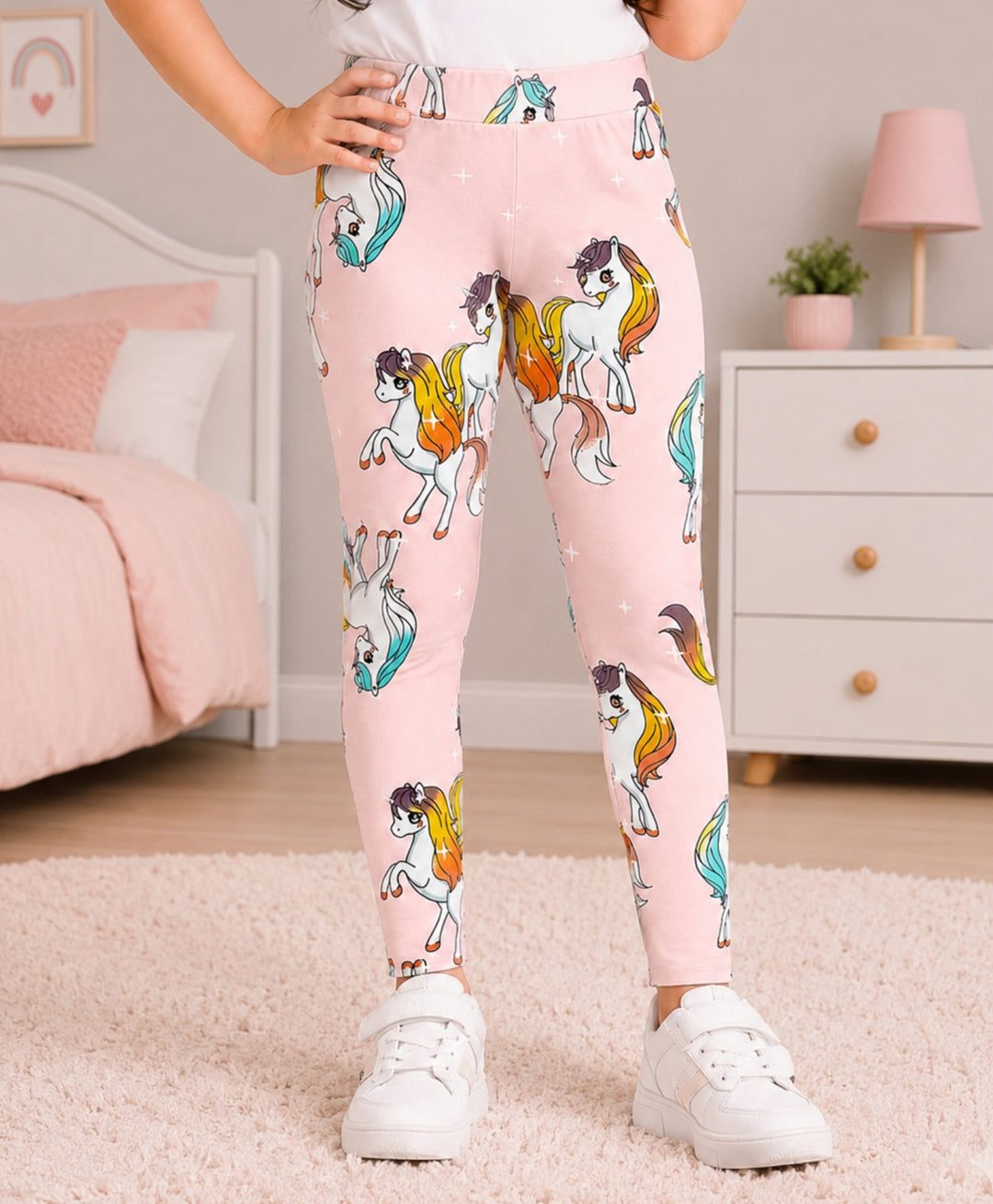 Unicorn Star Girls Pink Legging - Pink