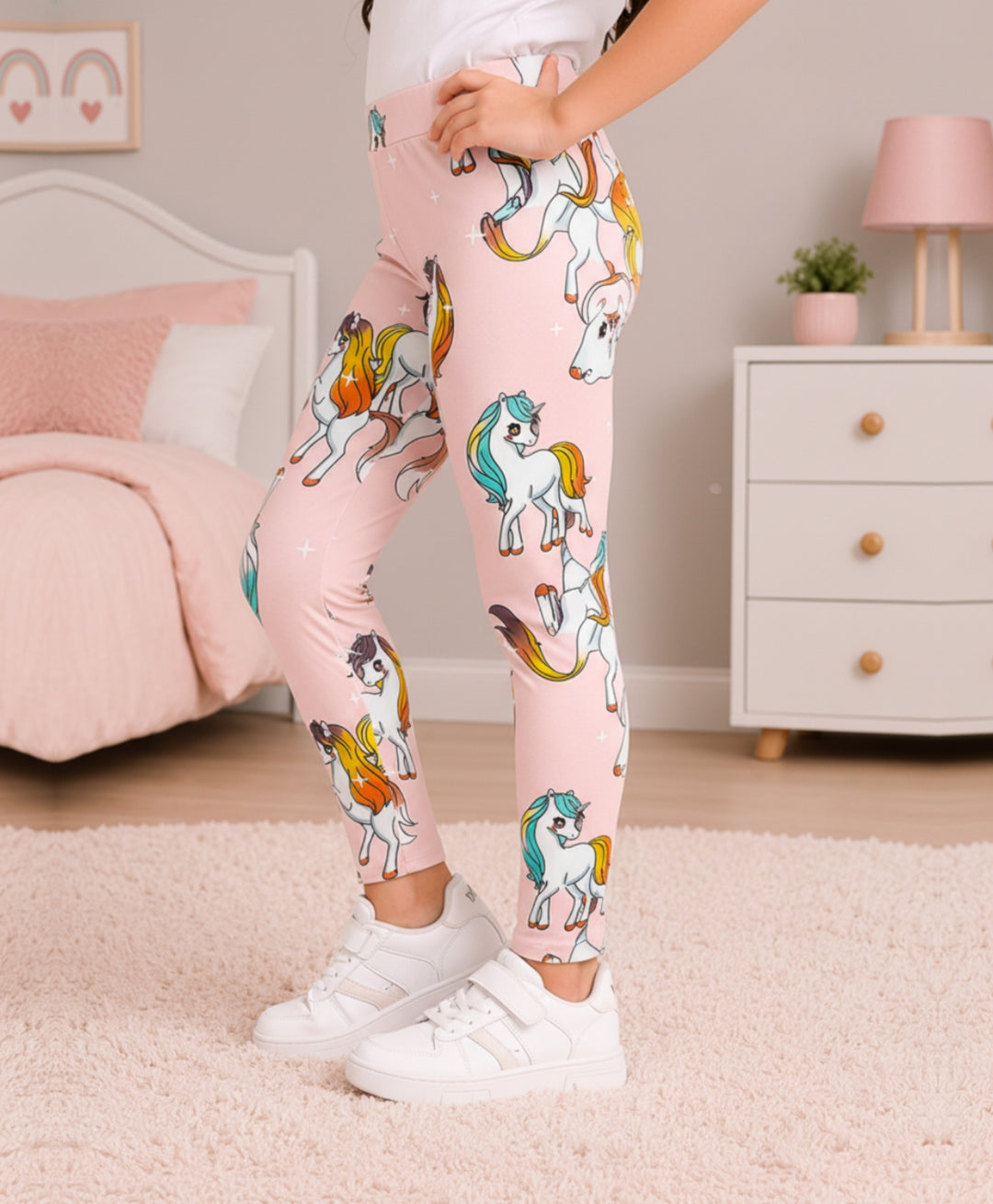 Unicorn Star Girls Pink Legging - Pink