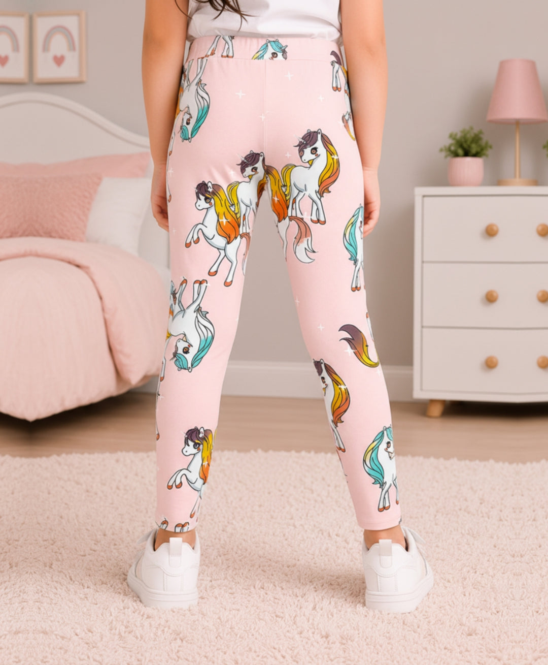 Unicorn Star Girls Pink Legging - Pink