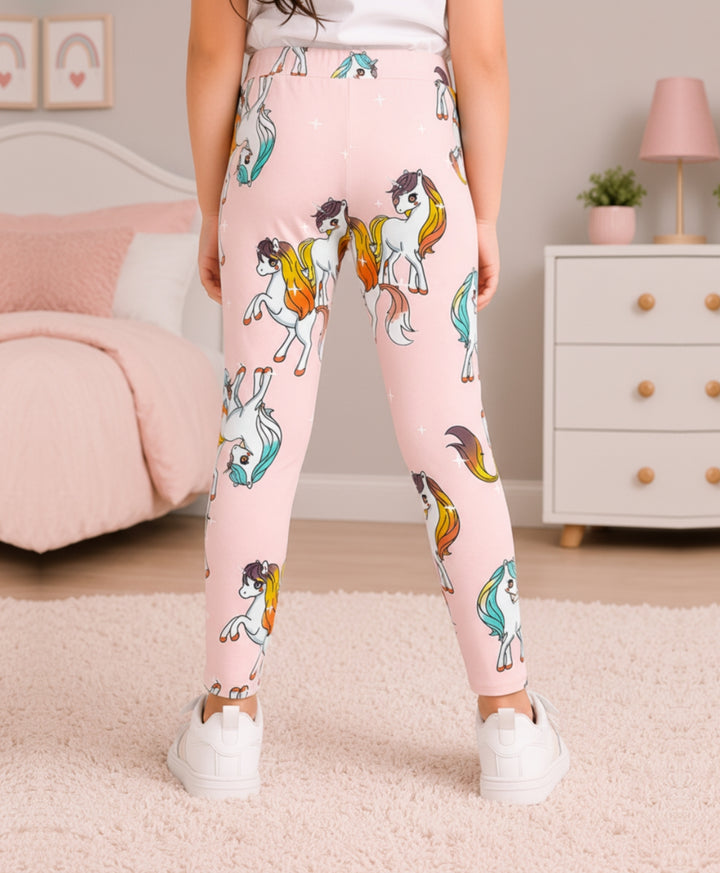 Unicorn Star Girls Pink Legging - Pink