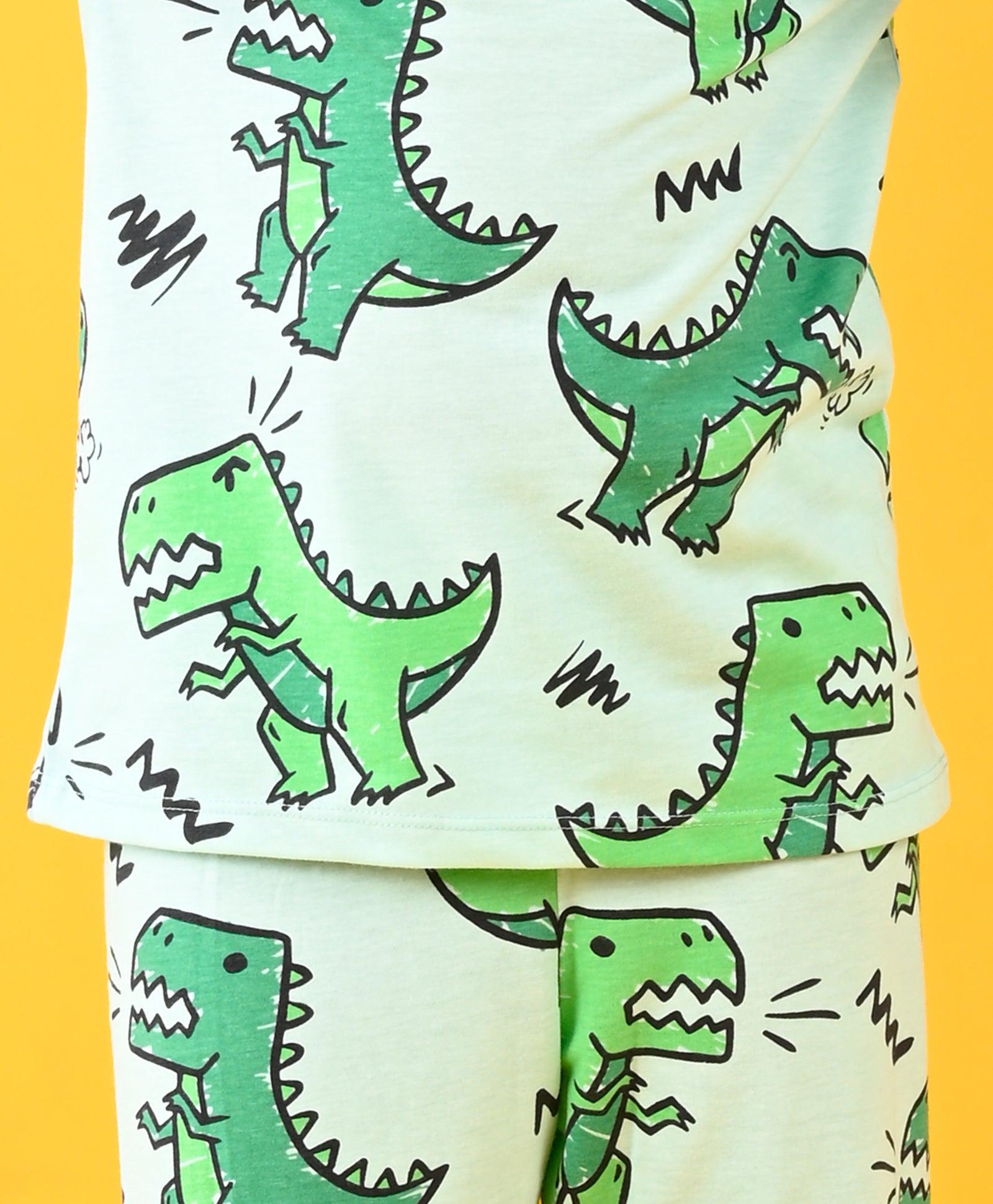 AQUA DINOSAUR LONG SLEEVES PYJAMA SET - AQUA - Anthrilo 