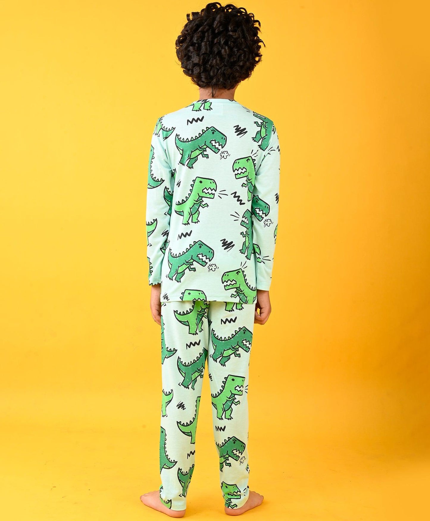 AQUA DINOSAUR LONG SLEEVES PYJAMA SET - AQUA - Anthrilo 