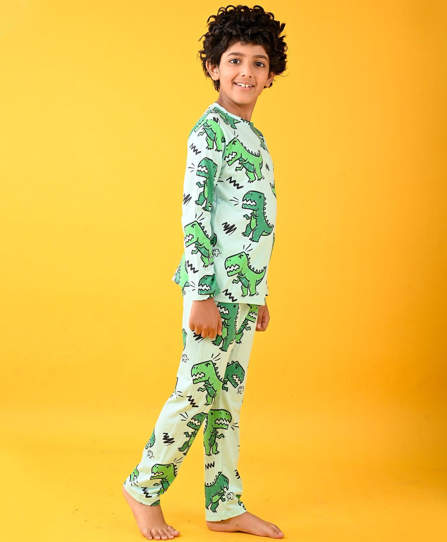 AQUA DINOSAUR LONG SLEEVES PYJAMA SET - AQUA - Anthrilo 