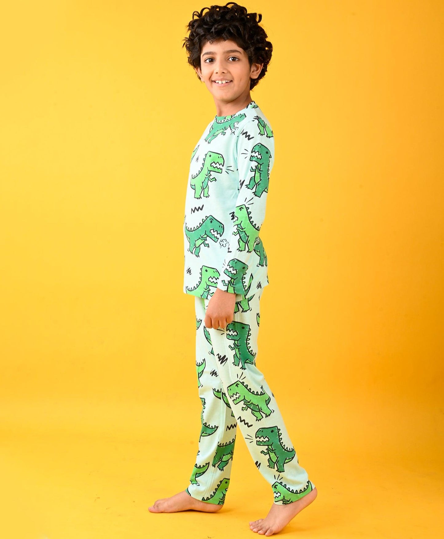 AQUA DINOSAUR LONG SLEEVES PYJAMA SET - AQUA - Anthrilo 