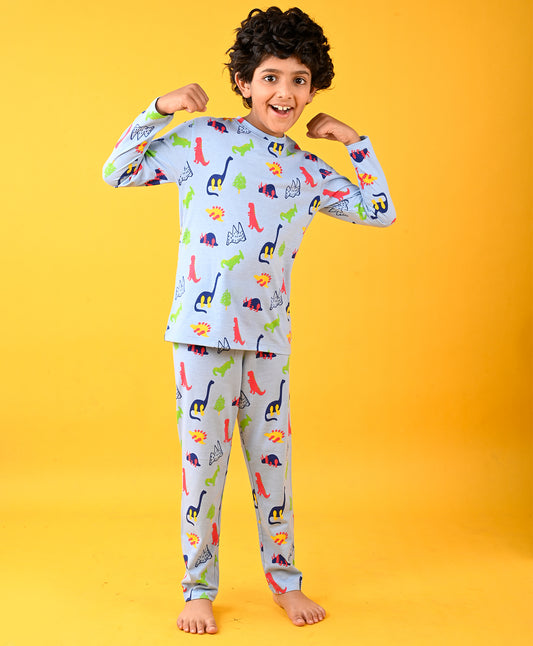 SKY DINOSAUR LONG SLEEVE PYJAMA SET - SKY