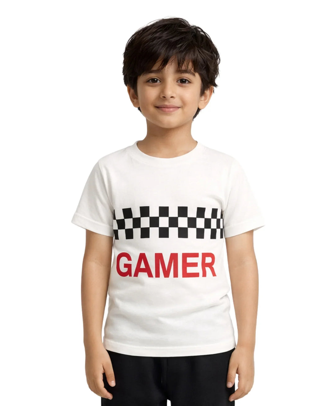 GAMER CHECK T-SHIRT - WHITE - Anthrilo 
