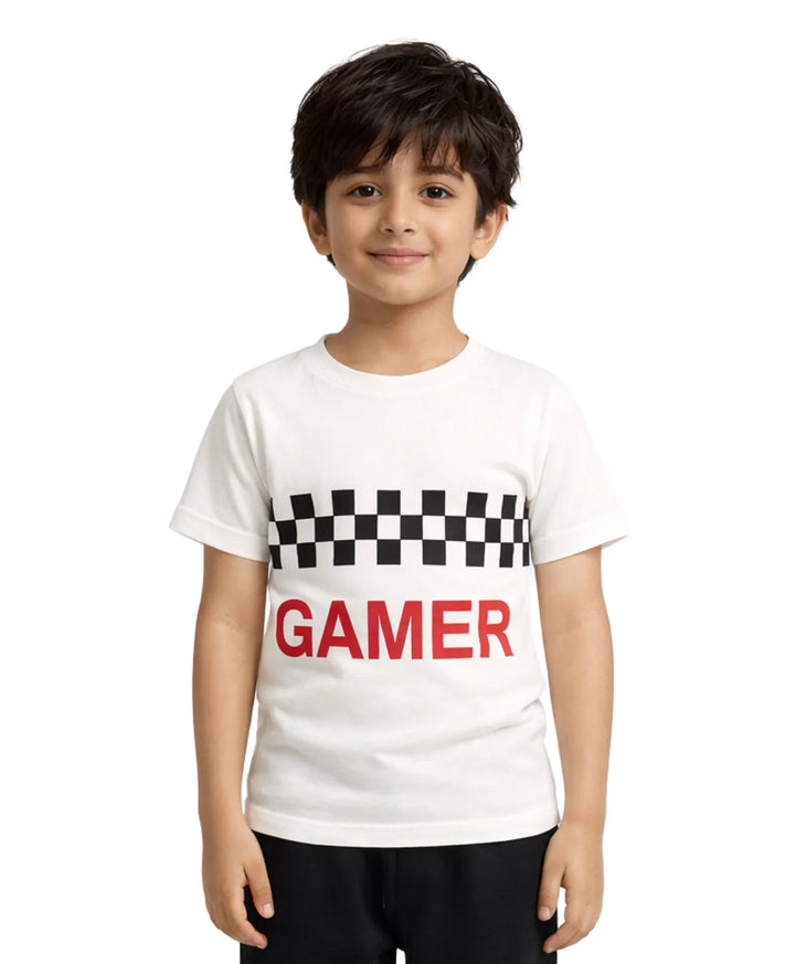 GAMER CHECK T-SHIRT - WHITE - Anthrilo 