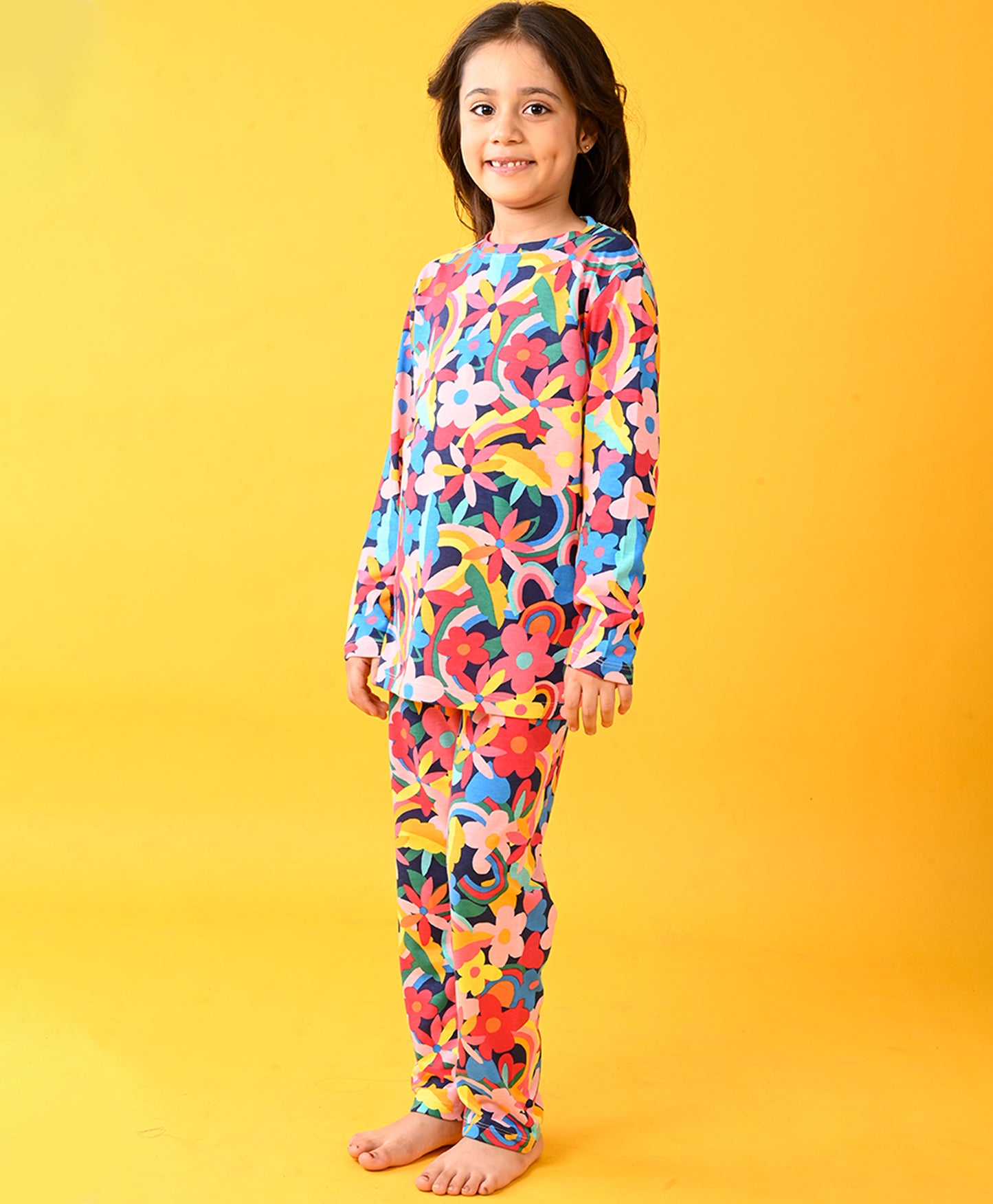 FUN FLORAL LONG SLEEVE PYJAMA SET - PINK