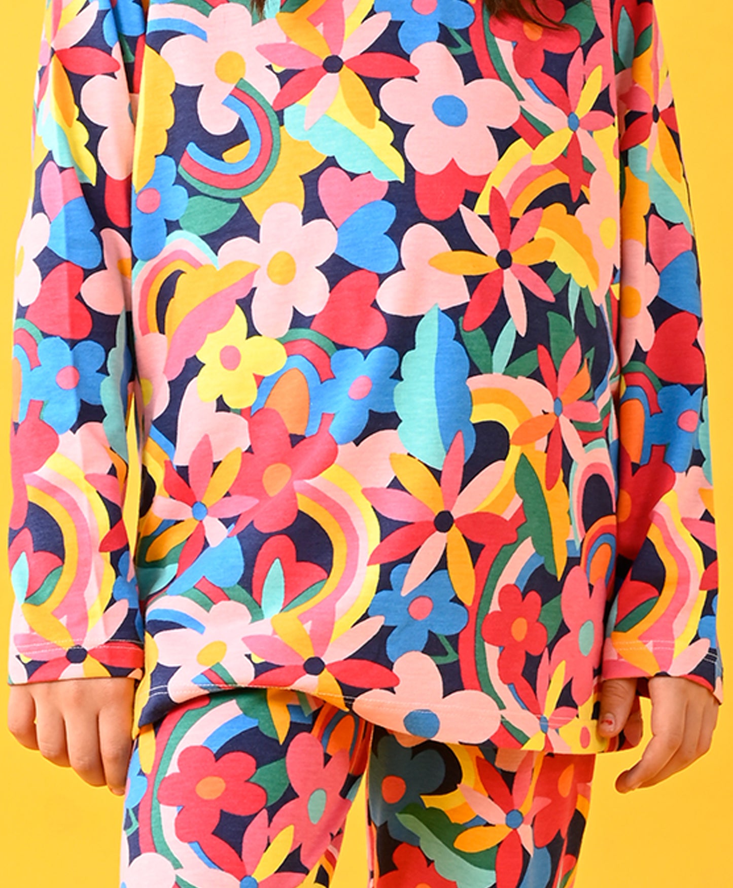 FUN FLORAL LONG SLEEVE PYJAMA SET - PINK