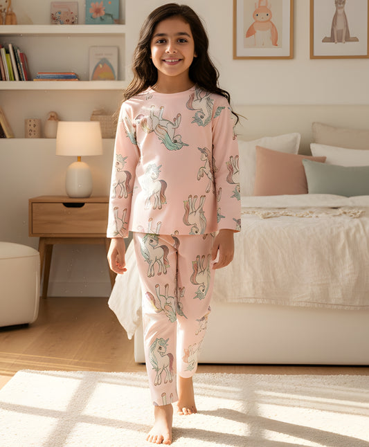 UNICORN STAR  LONG SLEEVE PYJAMA SET - PINK