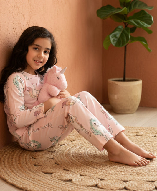 UNICORN STAR  LONG SLEEVE PYJAMA SET - PINK