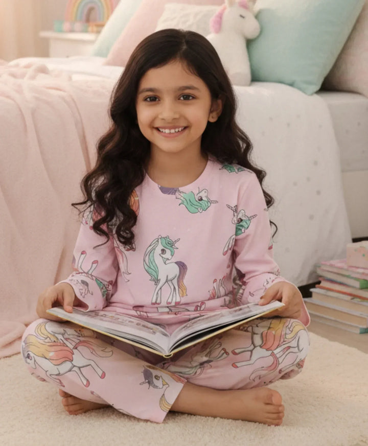 UNICORN STAR  LONG SLEEVE PYJAMA SET - PINK - Anthrilo 
