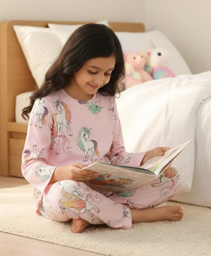 UNICORN STAR  LONG SLEEVE PYJAMA SET - PINK - Anthrilo 