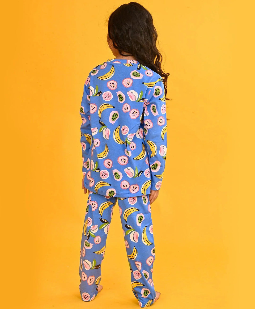 BANANA BERRY LONG SLEEVES GIRLS PYJAMA SET - BLUE - Anthrilo 