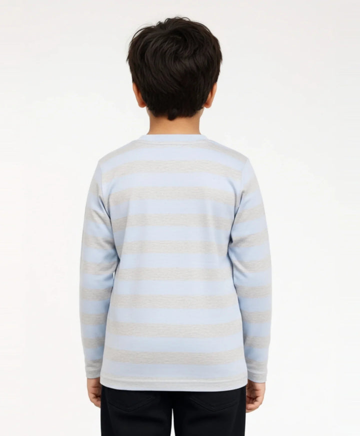 SKY MELANGE STRIPED LONG SLEEVE T-SHIRT- SKY MELANGE - Anthrilo 