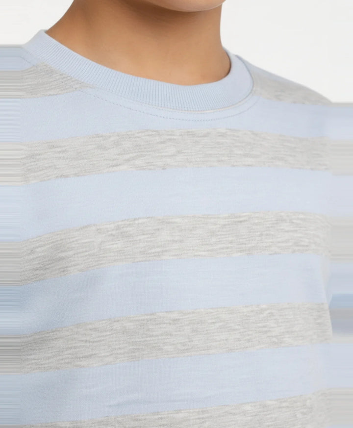 SKY MELANGE STRIPED LONG SLEEVE T-SHIRT- SKY MELANGE - Anthrilo 