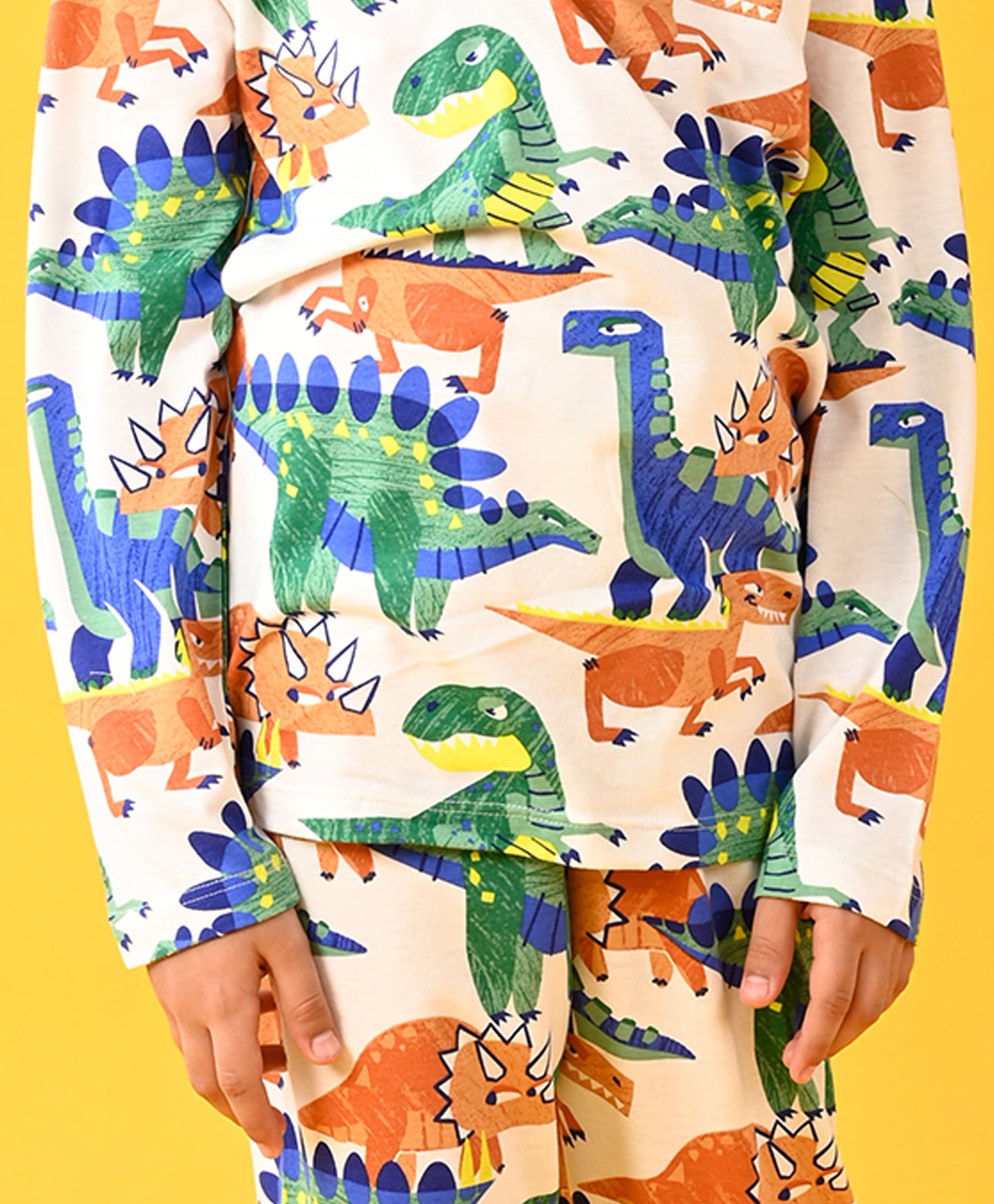 TRI DINOSAUR LONG SLEEVE PYJAMA SET - WHITE