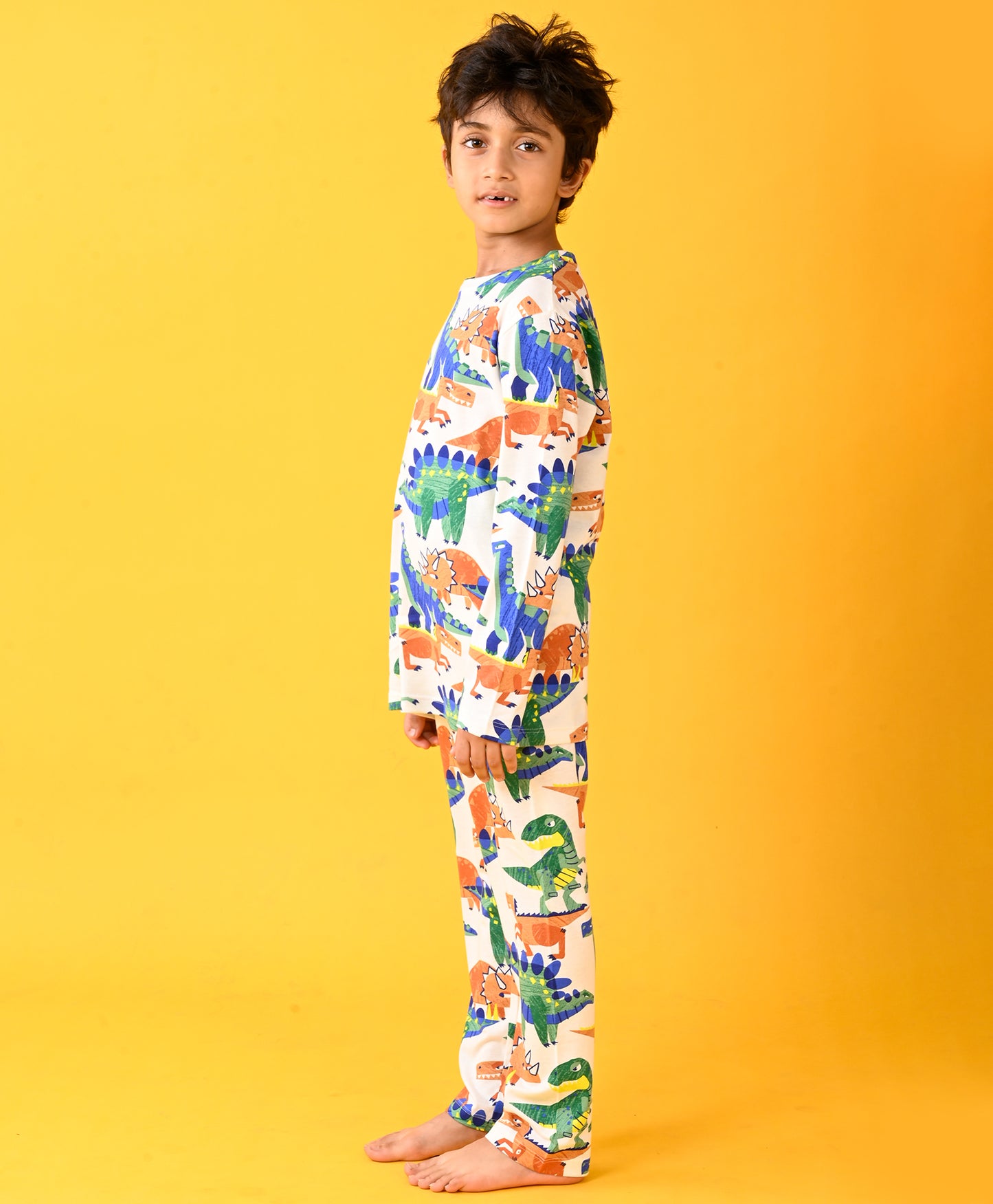 TRI DINOSAUR LONG SLEEVE PYJAMA SET - WHITE