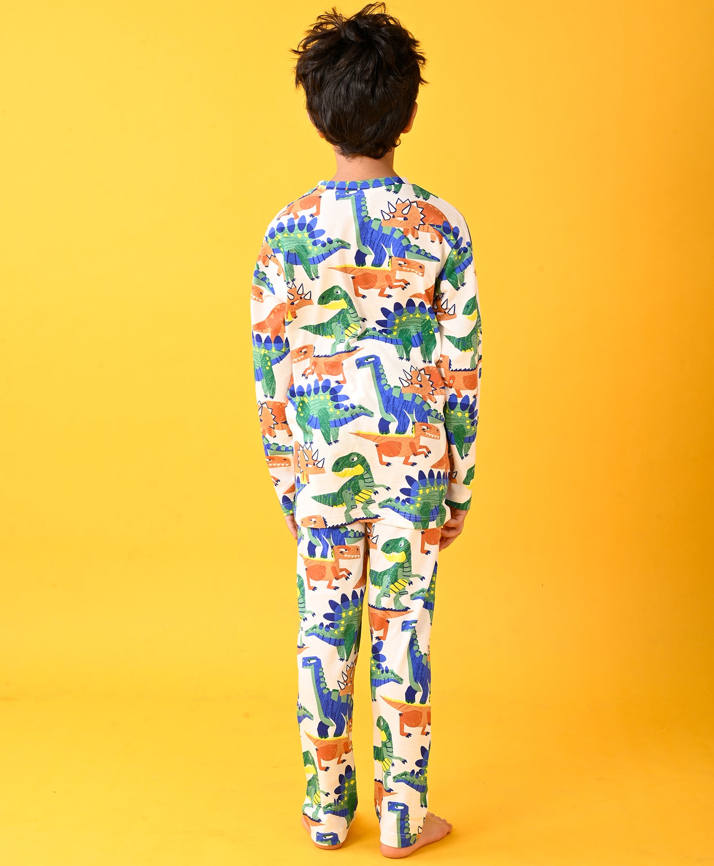 TRI DINOSAUR LONG SLEEVE PYJAMA SET - WHITE