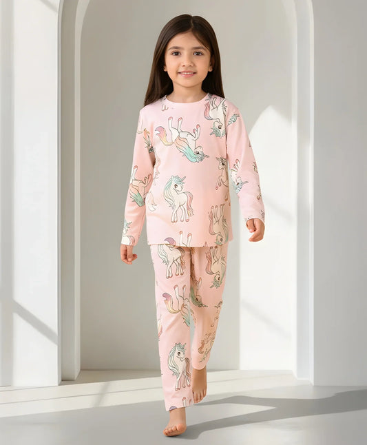 UNICORN STAR FUN LONG SLEEVE PYJAMA SET  - PINK
