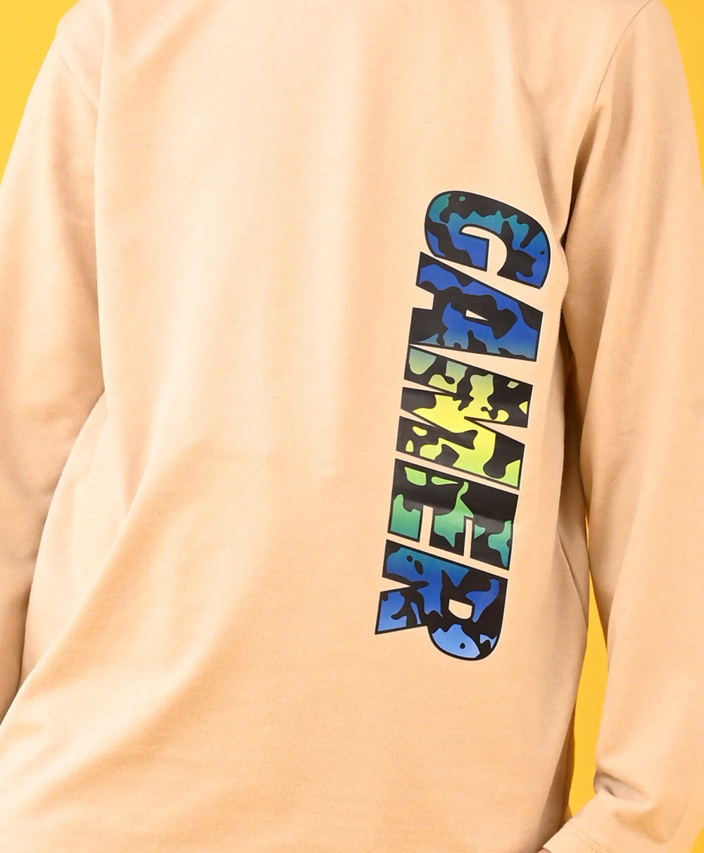 GAMER FUN BEIGE LONG SLEEVES BOYS T-SHIRT - BEIGE - Anthrilo 