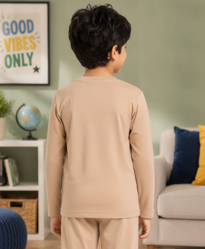 Gamer Fun Beige Long Sleeves Boys T-Shirt - Beige