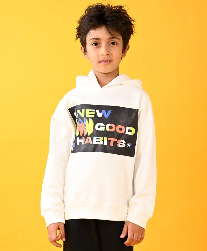 NEW GOOD HABITS BOYS FLEECE HOODIE - WHITE - Anthrilo 