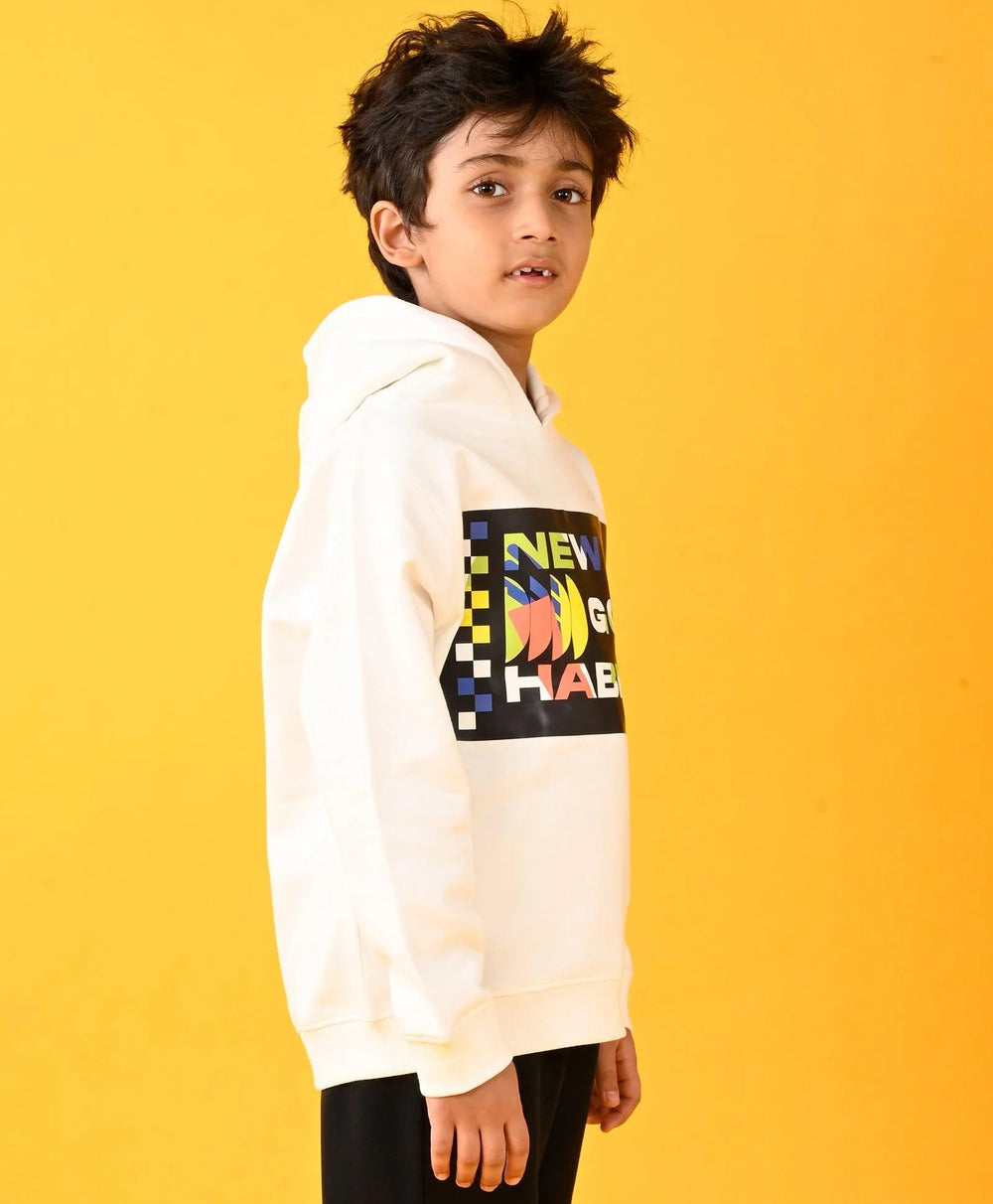 NEW GOOD HABITS BOYS FLEECE HOODIE - WHITE - Anthrilo 