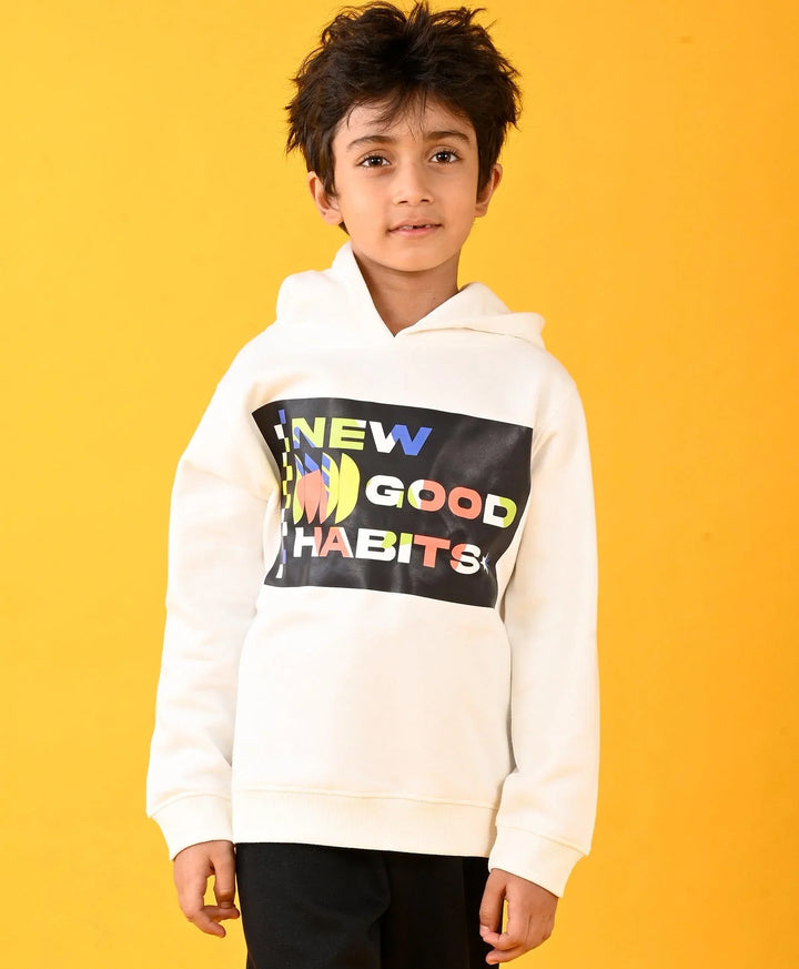 NEW GOOD HABITS BOYS FLEECE HOODIE - WHITE - Anthrilo 