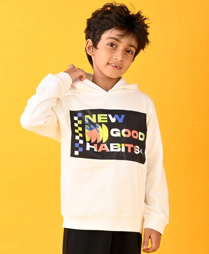 NEW GOOD HABITS BOYS FLEECE HOODIE - WHITE - Anthrilo 