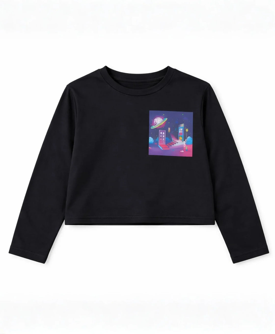 PLANET LONG SLEEVES BLACK T-SHIRT - BLACK - Anthrilo 