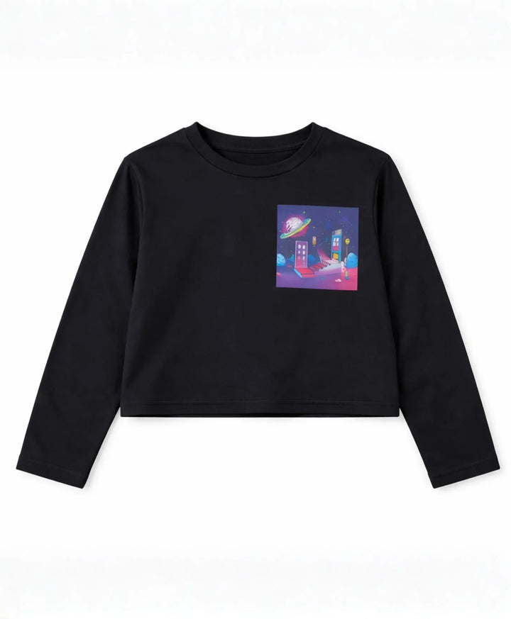 PLANET LONG SLEEVES BLACK T-SHIRT - BLACK - Anthrilo 