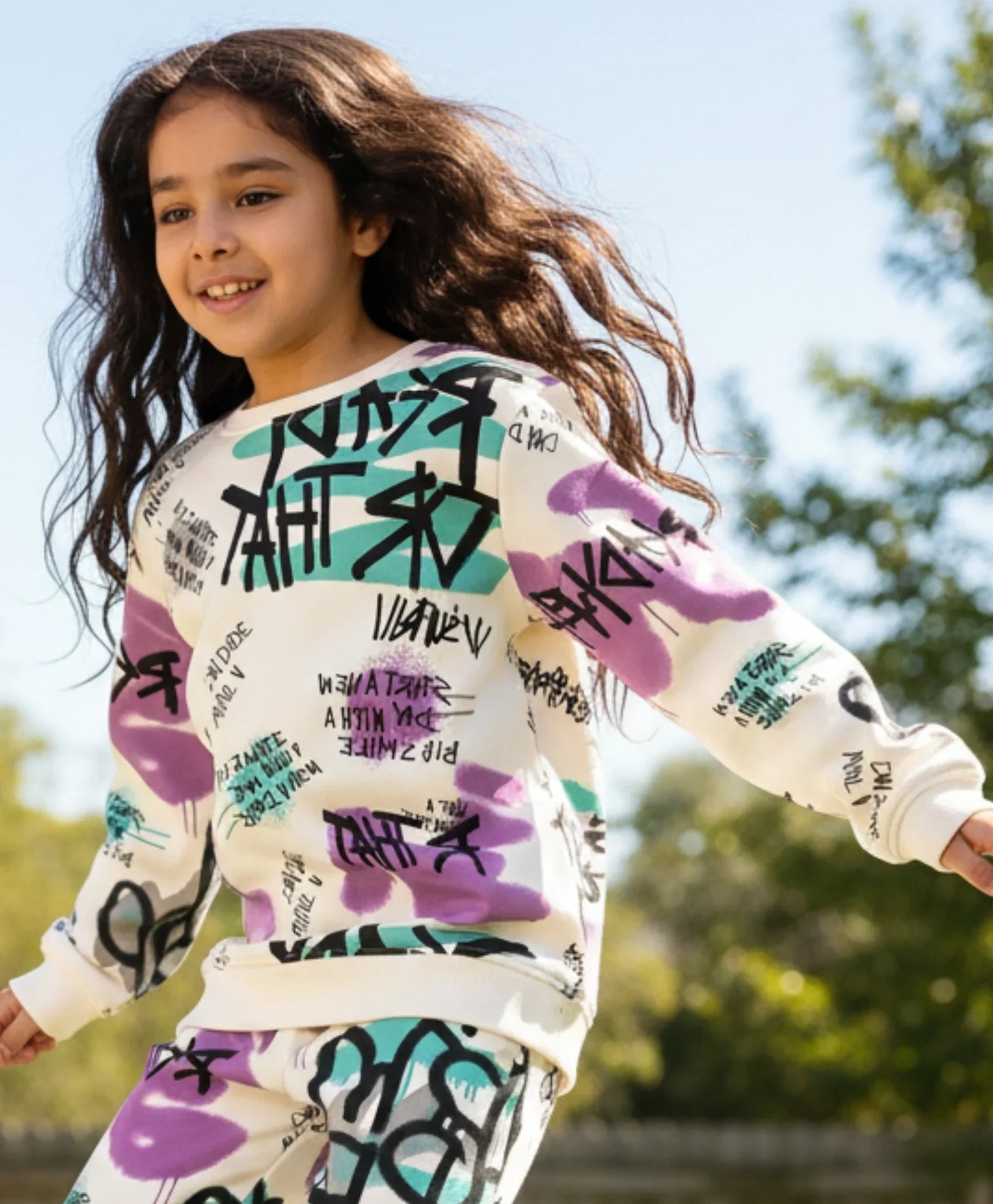 READY FOR THAT ROUND NECK FLEECE GIRLS SWEATSHIRT - WHITE