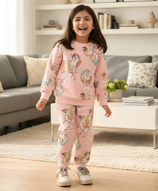 UNICORN STAR PRETTY PINK FLEECE SWEATSHIRT JOGGER SET - PINK