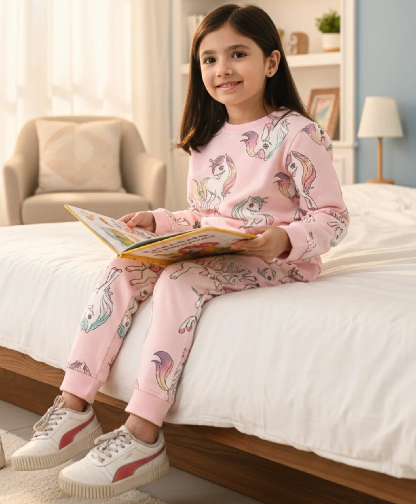 UNICORN STAR PRETTY PINK FLEECE SWEATSHIRT JOGGER SET - PINK