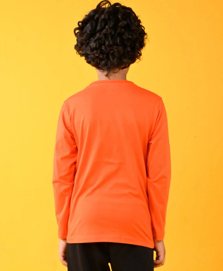 Upgrade Your Life Orange Long Sleeves Boys T-Shirt - Orange