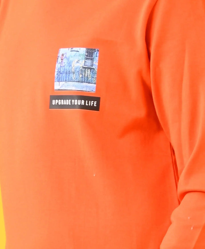 Upgrade Your Life Orange Long Sleeves Boys T-Shirt - Orange