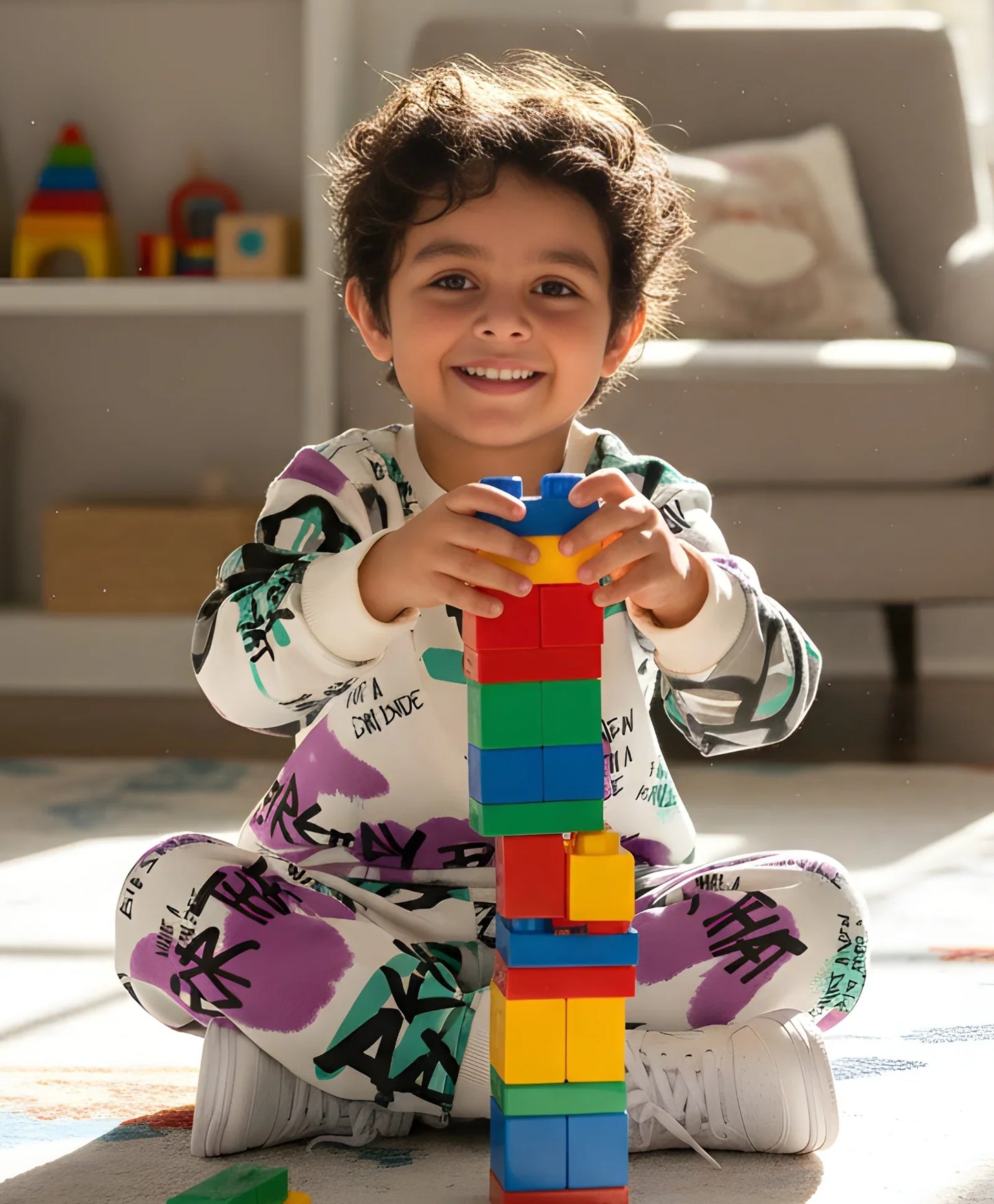 READY FOR THAT BOYS FLEECE SWEATSHIRT JOGGER SET - WHITE
