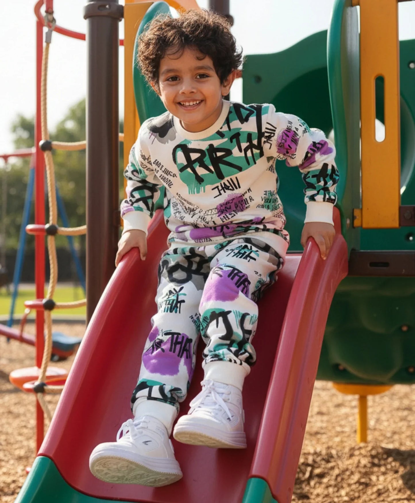 READY FOR THAT BOYS FLEECE SWEATSHIRT JOGGER SET - WHITE