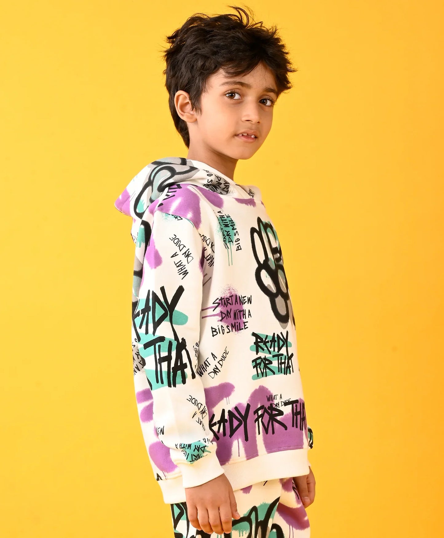 READY FOR THAT FLEECE BOYS HOODIE - WHITE