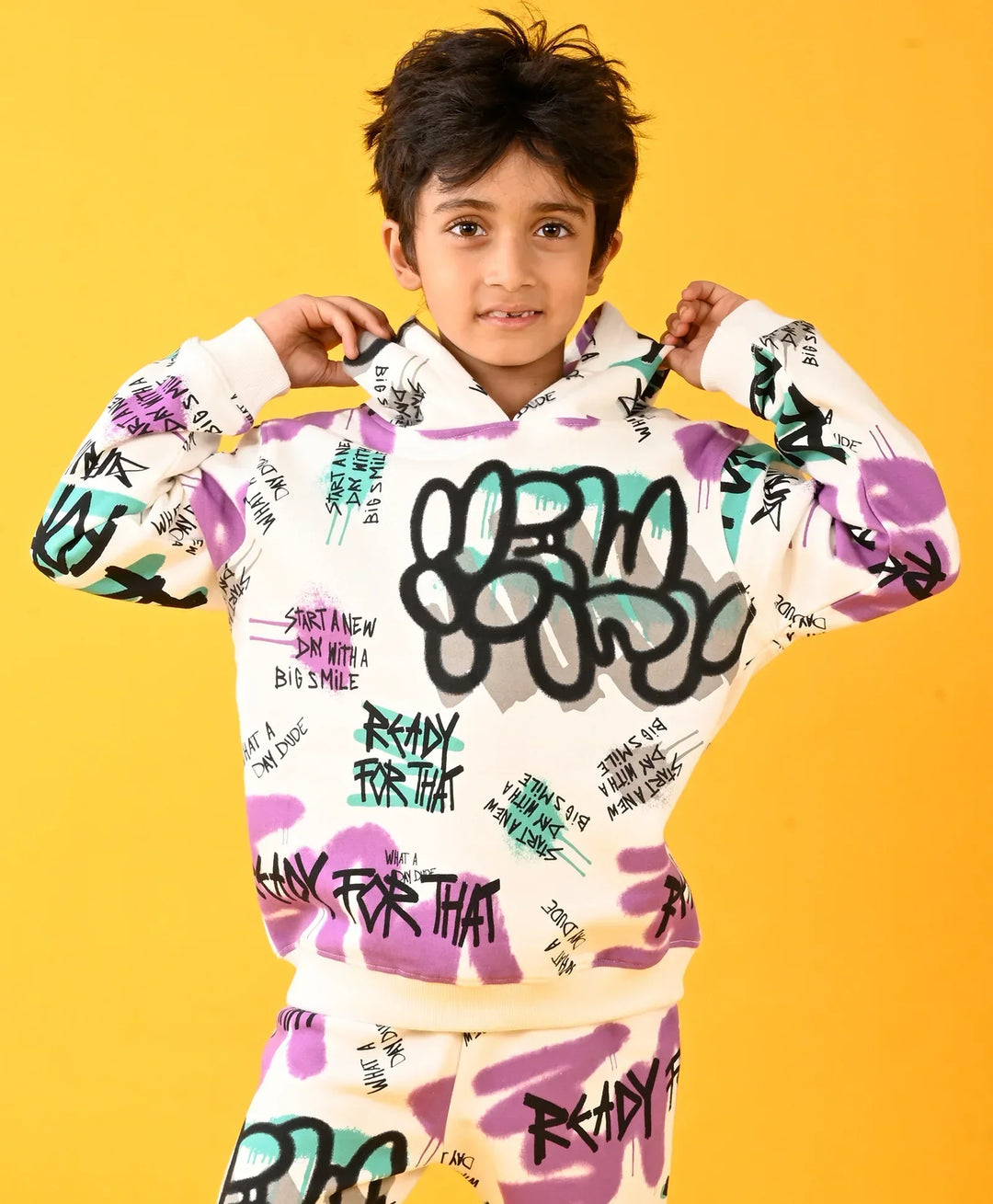 READY FOR THAT FLEECE BOYS HOODIE - WHITE - Anthrilo 