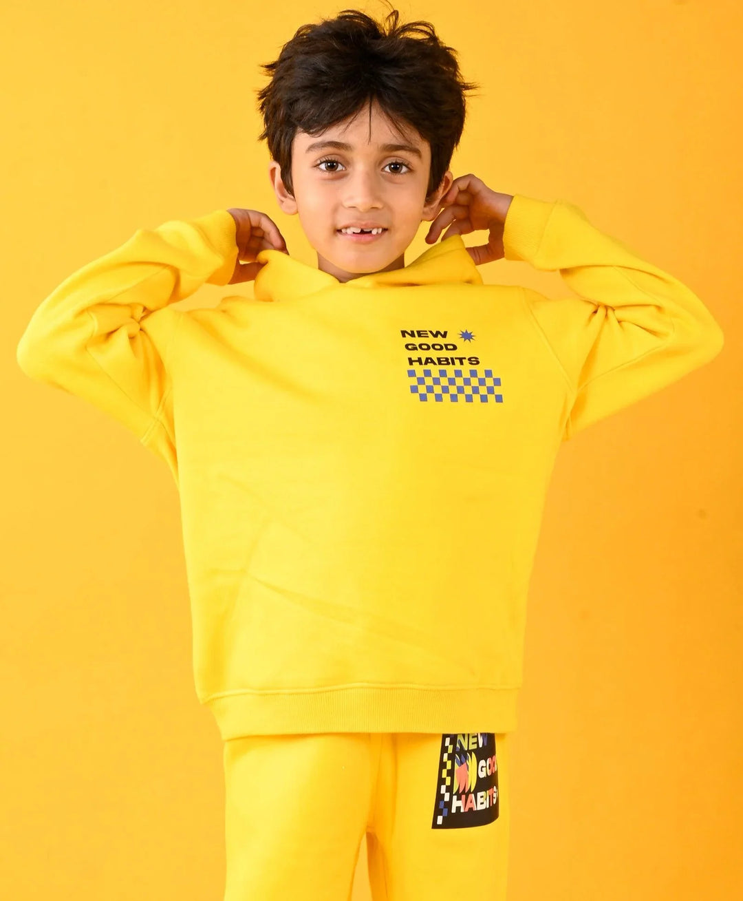 NEW GOOD HABITS YELLOW FLEECE HOODIE - YELLOW - Anthrilo 