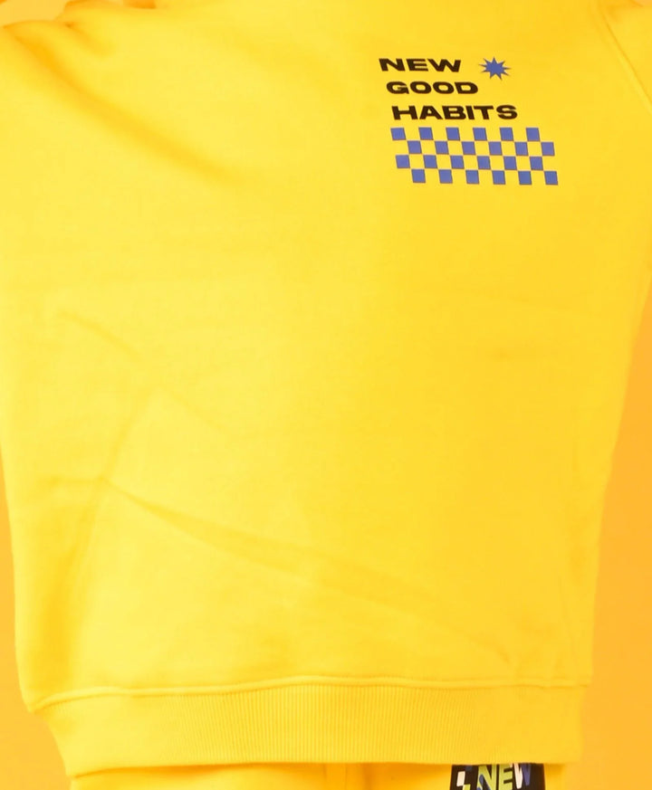 NEW GOOD HABITS YELLOW FLEECE HOODIE - YELLOW - Anthrilo 